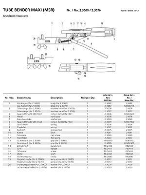 компоновочная схема для трубогиба tube bender maxi msr (тюб бендер макси msr)