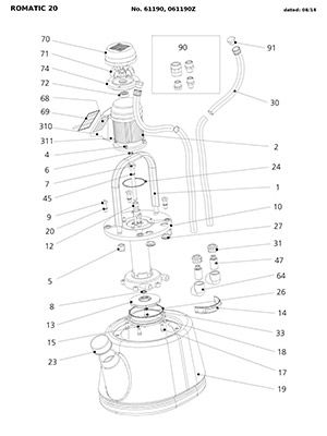 компоновочная схема для промывочного насос romatic 20