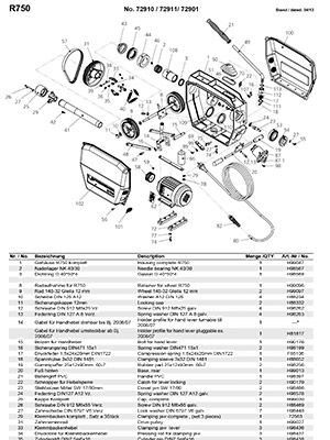 компоновочная схема для электромеханической прочистной машины r 750