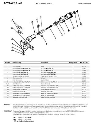 компоновочная схема для трубореза rotrac 28/42 (ротрак 28/42)