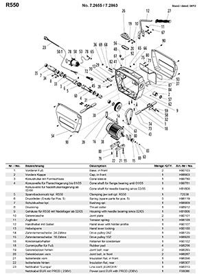 компоновочная схема для электромеханической прочистной машины r 550