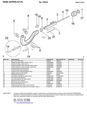 компоновочная схема для трубореза tc 67 pl automatik 6-67 мм
